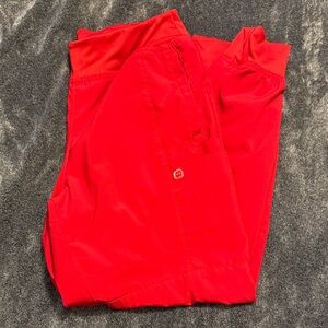 Wonderwink red scrub joggers